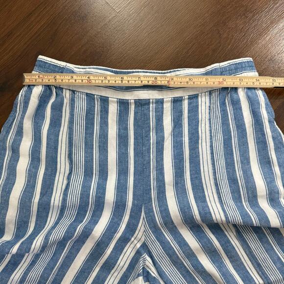 Maeve Anthropologie Linen Blue Striped Pants Beachy Coastal Boho Casual Sz 10 - Picture 4 of 7